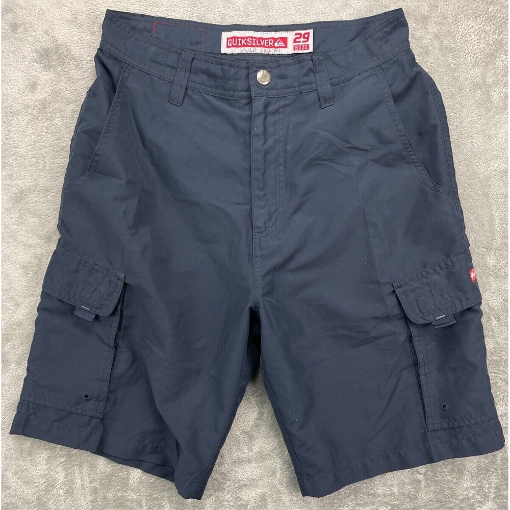 Quiksilver Men's Cargo Shorts Size 29 Black  Y2K Comfort Skater Polyester‎